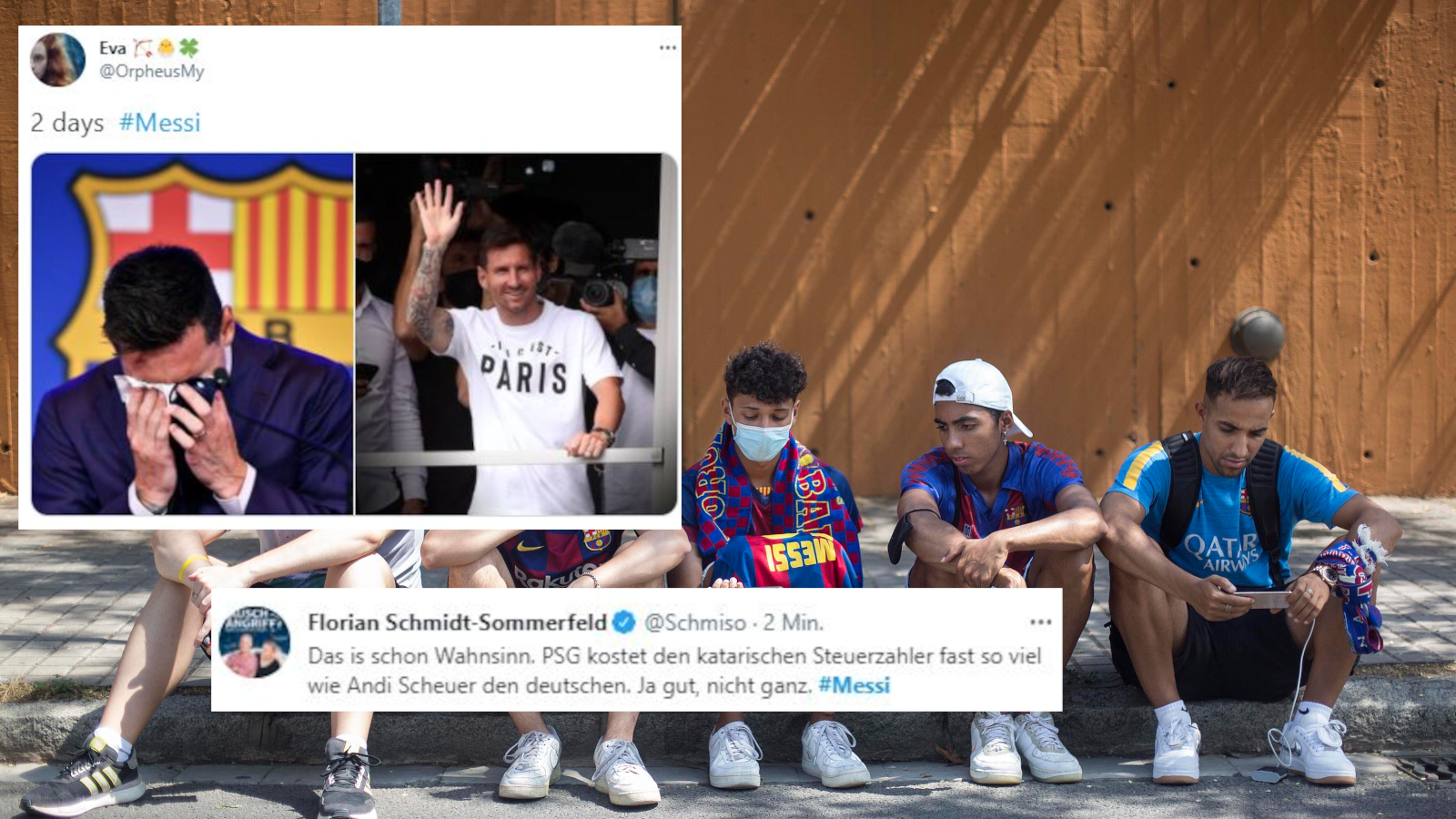 
                <strong>So reagiert das Internet auf das Messi-Beben</strong><br>
                Der Fußball zeigt mit diesem Monstertransfer mal wieder eine seiner hässlichen Fratzen. Vor zwei Tagen gibt Messi in Barcelona noch tränenreich und herzzerreißend seinen Abschied bekannt, zwei Tage später winkt er den PSG-Fans am Flughafen in einem "Ici c'est Paris"-Shirt zu. "2 days" beschreibt es Twitter-Userin "Eva" treffend. Fußballreporter Florian Schmidt-Sommerfeld greift nochmal die finanzielle Seite des Transfers auf. "PSG kostet den katarischen Steuerzahler fast so viel wie Andi Scheuer den deutschen. Ja gut, nicht ganz", schreibt "Schmiso".
              