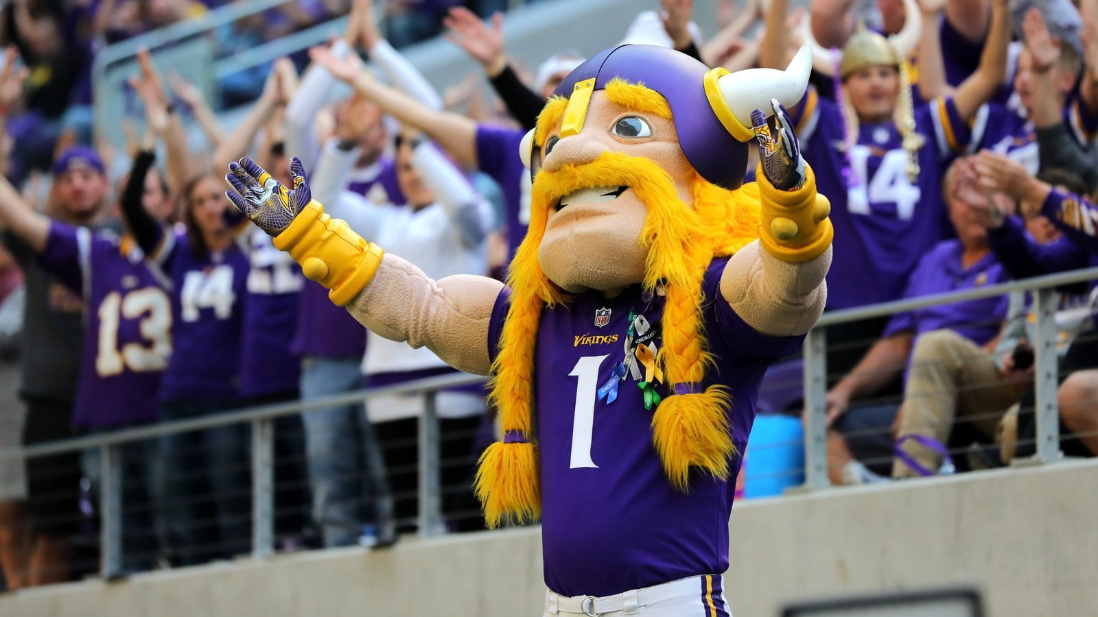 
                <strong>Minnesota Vikings: Viktor</strong><br>
                Viktor, der lachende Wikinger, ist dem Logo auf dem Helm der Franchise nachempfunden. Laut Vikings-Homepage wurde er im Jahr 960 geboren, benutzt einen Hammer als Waffe und stellt gerne Bärenfallen auf. Bis 2015 hatte Minnesota noch ein zweites Maskottchen, Ragnar, doch sein Vertrag wurde nicht verlängert.
              