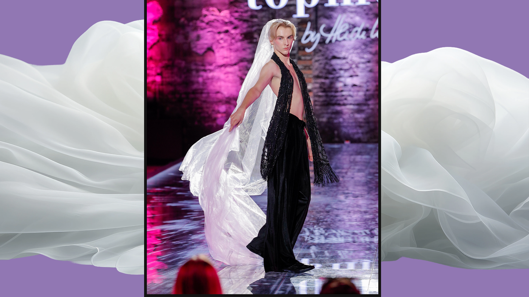 Felix im Bridal-Look bei der GNTM-Fashion-Show.