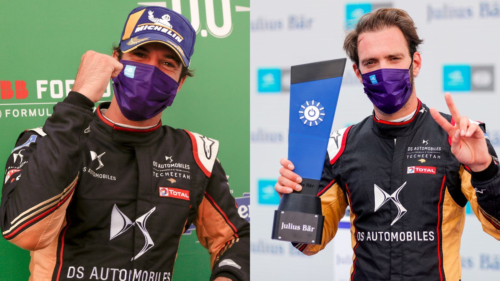 
                <strong>DS Techeetah (China)</strong><br>
                - 48 Rennen, 31 Podien, 12 Siege- Fahrer: Antonio Felix da Costa (l.) und Jean-Eric Vergne (r.)
              