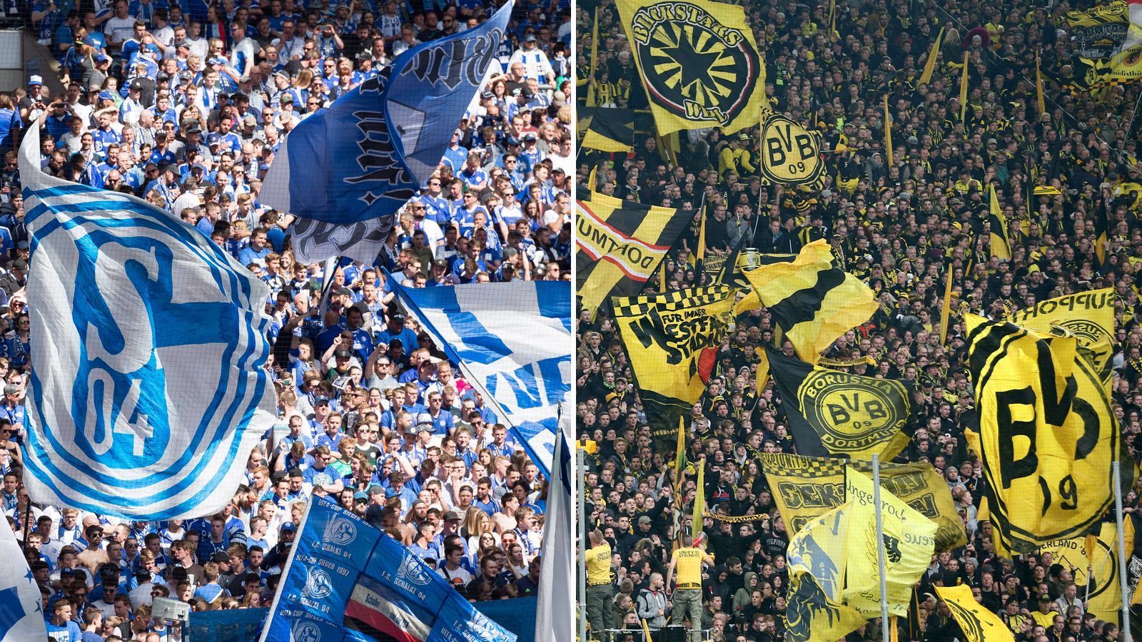 
                <strong>Die besten Fan-Aktionen rund um das Revierderby</strong><br>
                Am 22. Spieltag der Bundesliga-Saison 2020/2021 steigt mal wieder das Revierderby in der Bundesliga. Das Duell zwischen dem FC Schalke 04 und Borussia Dortmund findet leider, so muss man es aus fußballromantischer Sicht sagen, erneut ohne Fans statt. ran.de zeigt die besten Aktionen beider Fan-Lager zu dieser Partie in den letzten Jahren, um an die fehlenden Zuschauer in der Arena zu erinnern.
              