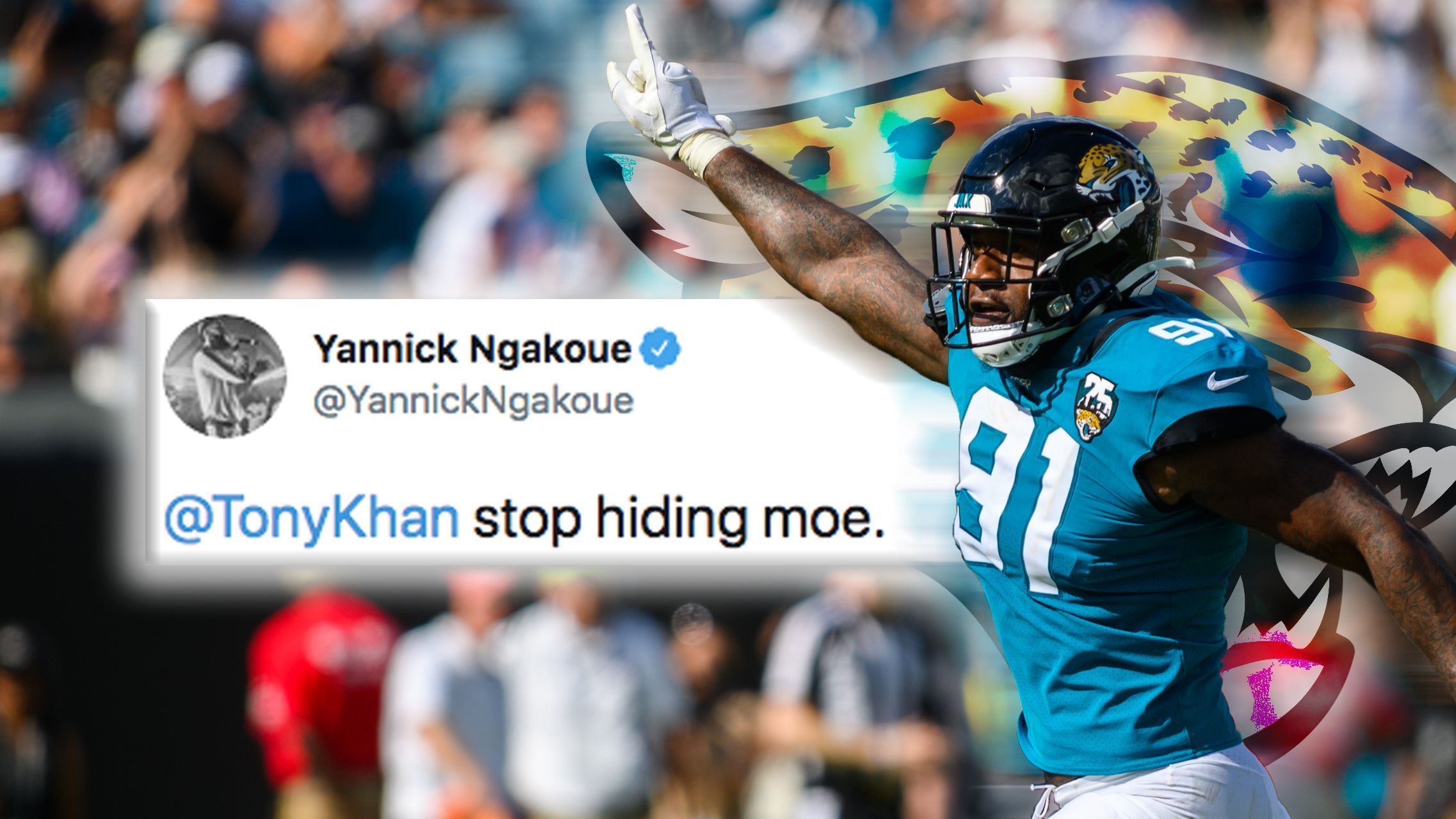 
                <strong>Yannick Ngakoue liefert sich Twitter-Beef mit Sohn von Jaguars-Besitzer</strong><br>
                Konkret sprach der 25-Jährige dabei Tony Khan, Senior Vice President of Football Administration and Technology der Jaguars und Sohn des Team-Besitzers Shahid Khan, an und forderte ihn auf, sich "nicht länger zu verstecken" und einen Deal zu verzögern.
              