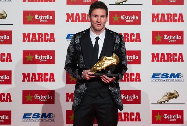 
                <strong>Lionel Messi: 2013</strong><br>
                Europas goldener Schuh - Messi gewinnt die Trophäe wie im Jahr zuvor. 41 Tore in 46 Spielen stehen zu Buche. Auch die spanische Meisterschaft holt Messi wieder nach Katalonien. Weltfußballer wird dennoch sein Rivale Cristiano Ronaldo.
              