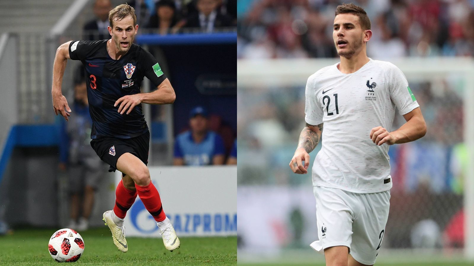 
                <strong>Ivan Strinic – Lucas Hernandez </strong><br>
                Lucas Hernandez lässt sich durchaus als kleine Schwachstelle in der Viererkette der Franzosen bezeichnen. Möglicherweise liegt das auch an der mangelnden Erfahrung: Der 22-Jähige hat erst elf Länderspiele absolviert. Ivan Strinic vom AC Mailand hingegen bringt es bislang auf 48 Länderspiele und stellt sich bei der Zweikampfführung etwas cleverer. Somit holt Kroatien den ersten Punkt. 4:1 Frankreich 
              