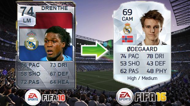 
                <strong>Royston Drenthe (FIFA 10) - Martin Ödegaard (FIFA 16)</strong><br>
                Royston Drenthe (FIFA 10) - Martin Ödegaard (FIFA 16)
              