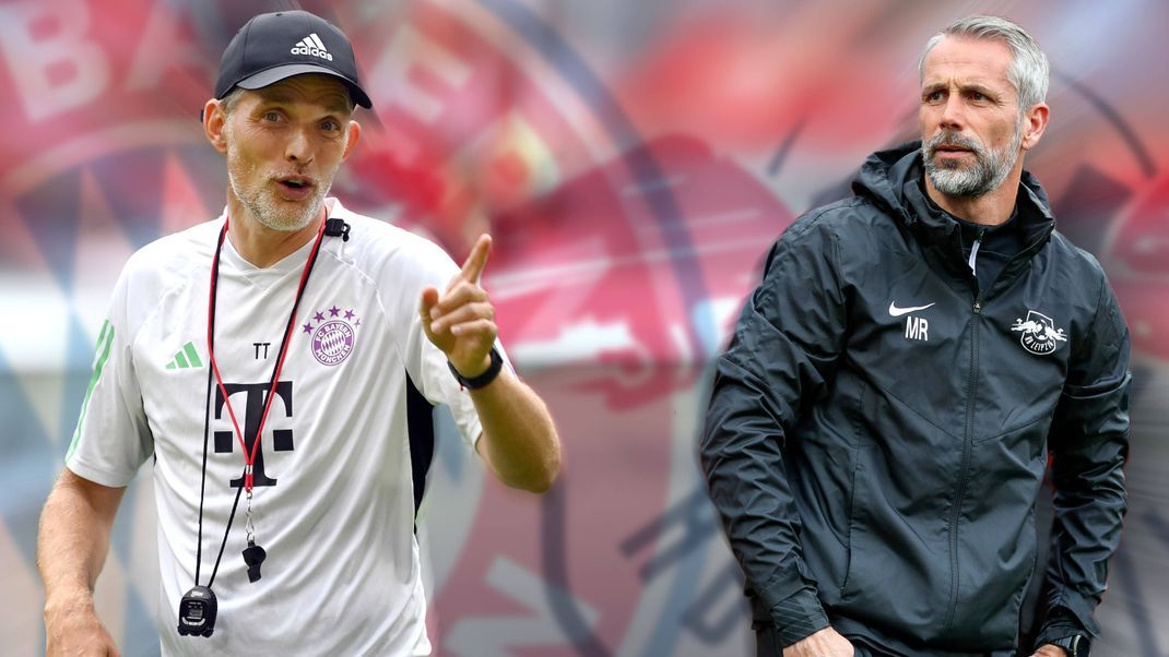 Bayern-Trainer Thomas Tuchel (li.) und RB-Coach Marco Rose (re.).