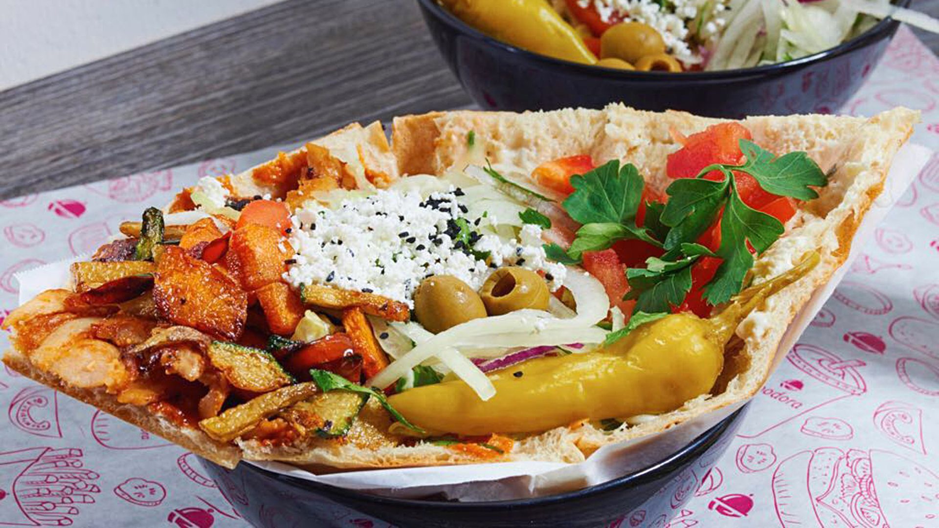 Hähnchen-Gemüse Döner