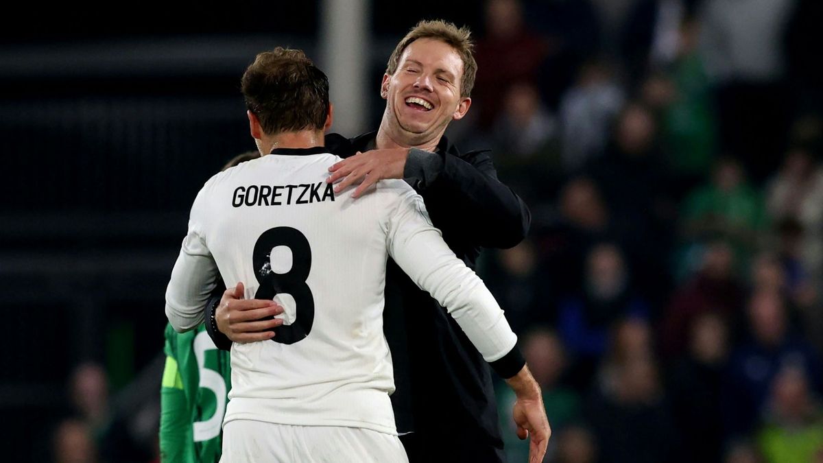 Jubel in Belast: Nagelsmann (r.) und Goretzka
