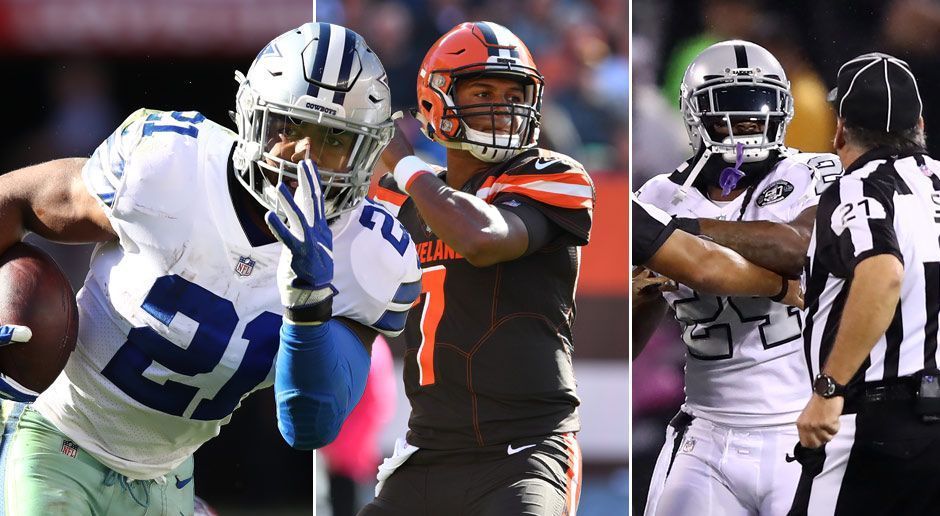 
                <strong>Gewinner und Verlierer von Week 7</strong><br>
                Marshawn Lynch wird gesperrt, Ezekiel Elliott dreht gegen die 49ers auf. Auch in Week 7 gab es wieder einige Gewinner und Verlierer. ran.de hat eine Auswahl getroffen.
              