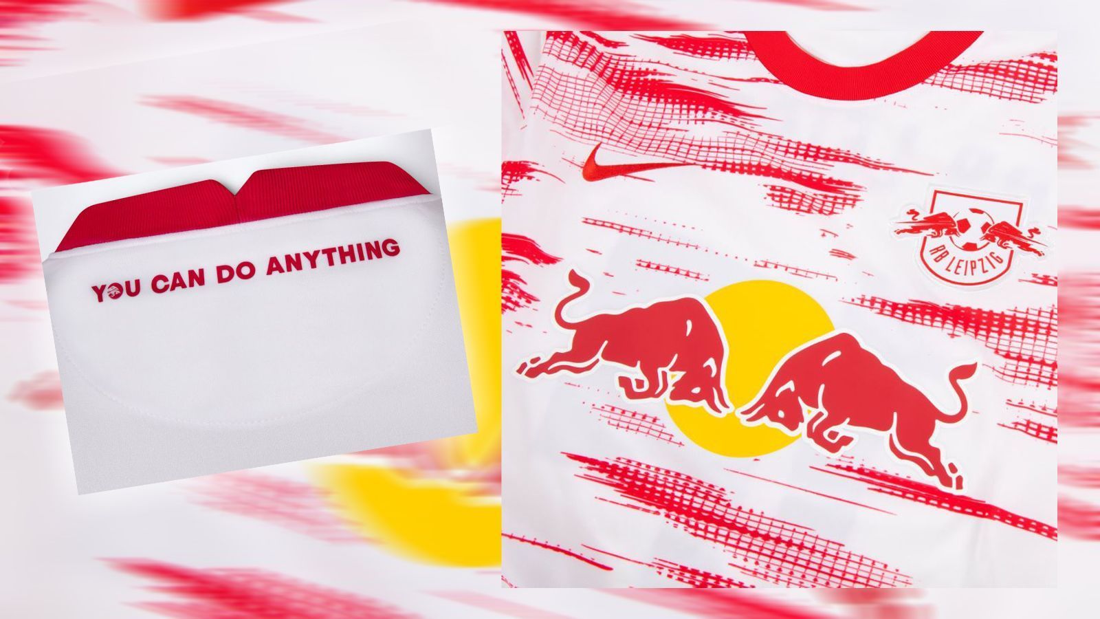 
                <strong>RB Leipzig: Mit Mut im Design die Grenzen sprengen</strong><br>
                Mit dem Spruch "You can do anything" am Nacken wirbt das neue RB-Jersey für Mut und dafür, Grenzen zu überschreiten. Mit dem Erreichen des Champions-League-Halbfinals in der vergangenen Saison und dem Erreichen des Pokal-Endspiels in der aktuellen Spielzeit sind die Leipziger auf einem guten Weg dahin. Das neue Trikot sprengt die Grenzen der vergangenen Looks bei den Roten Bullen auf jeden Fall.
              