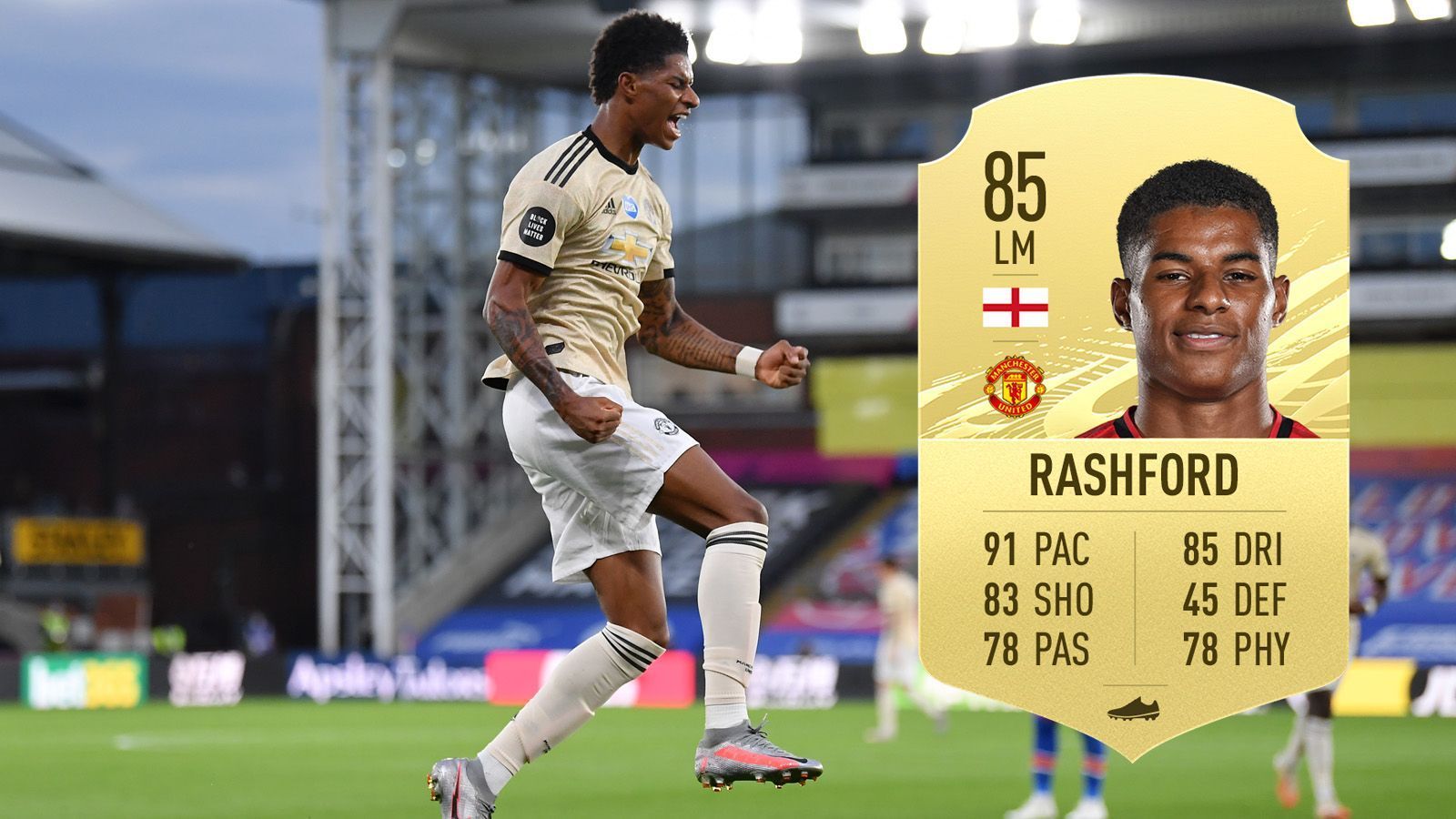 
                <strong>Marcus Rashford (Manchester United/ England)</strong><br>
                 - Tempo-Wert: 91 - Gesamtbewertung: 85 - Position: Linkes Mittelfeld
              