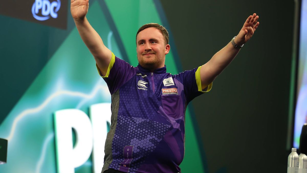 RECORD DATE NOT STATED 1st January 2024, Alexandra Palace, London, England; 2023 24 PDC Paddy Power World Darts Championships Day 14 Afternoon Session; Luke Littler celebrates after he wins his mat...