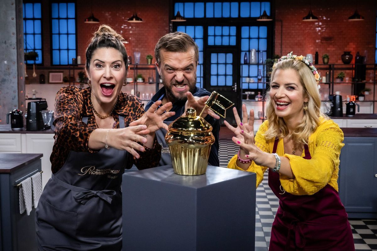 Madita van Hülsen, Mathias Mester und Susan Sideropoulos backen in "Das große Promibacken" um den Goldenen Cupcake und 10.000 Euro für einen guten Zweck.