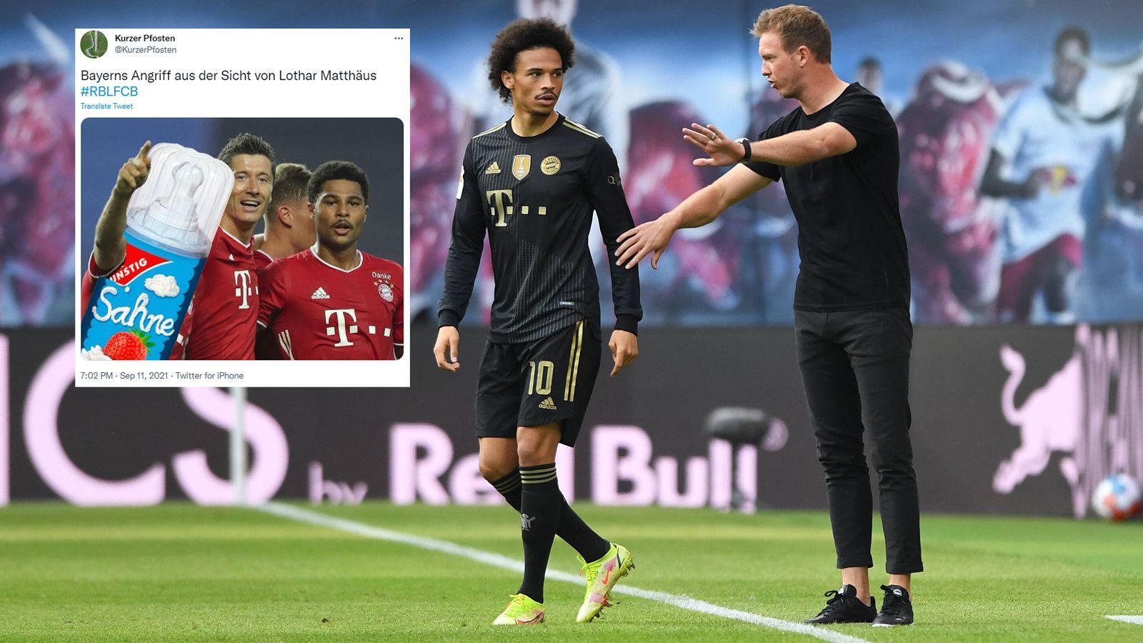 
                <strong>Lothar Matthäus und das Sane/Sahne-Problem</strong><br>
                Tatsächlich betonte "Sky"-Experte Lothar Matthäus den Namen des Bayern-Stars Leroy Sane auffällig oft so wie die berühmte Sahne.
              