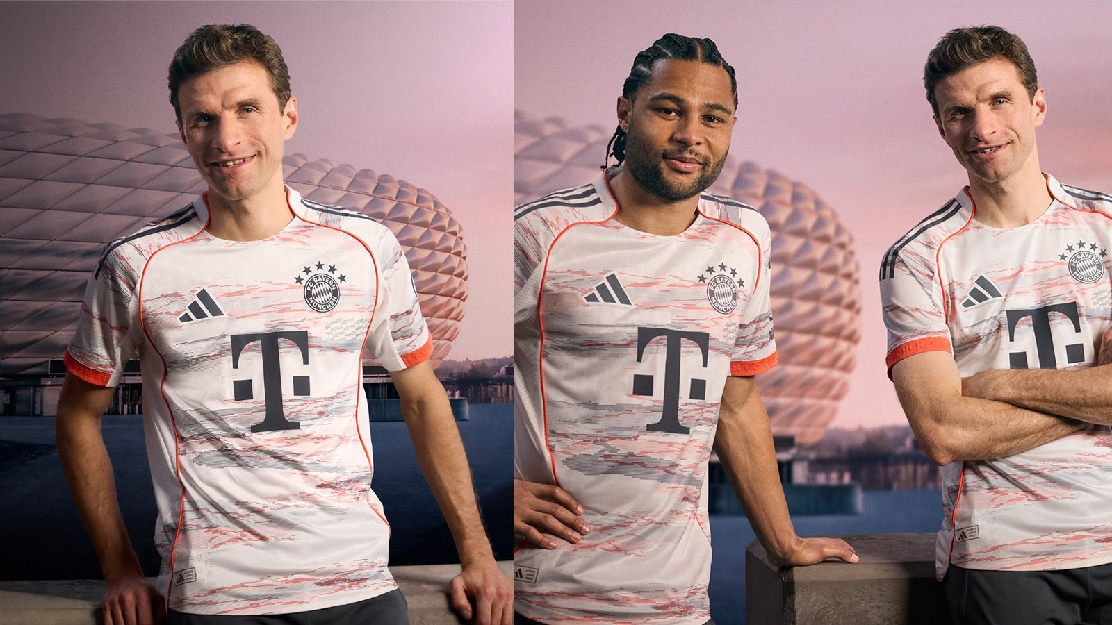 <strong>FC Bayern München - Auswärtstrikot</strong><br>Zu Ehren des 20-jährigen Jubiläums der Allianz Arena widmet der Deutsche Rekordmeister das kommende Auswärtstrikot dem Heimstadion. Die Farbmischung deutet die ikonische Ansicht der Außenhülle der Allianz Arena an.