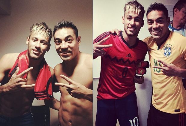 
                <strong>Brasilien vs. Mexiko</strong><br>
                Was ist besser als ein 0:0 gegen Brasilien - zwei Fotos mit Neymar. Der mexikanische Nationalspieler Marco Fabian strahlt über das ganze Gesicht, als er mit dem Brasilien-Star die Trikots tauscht. 
              
