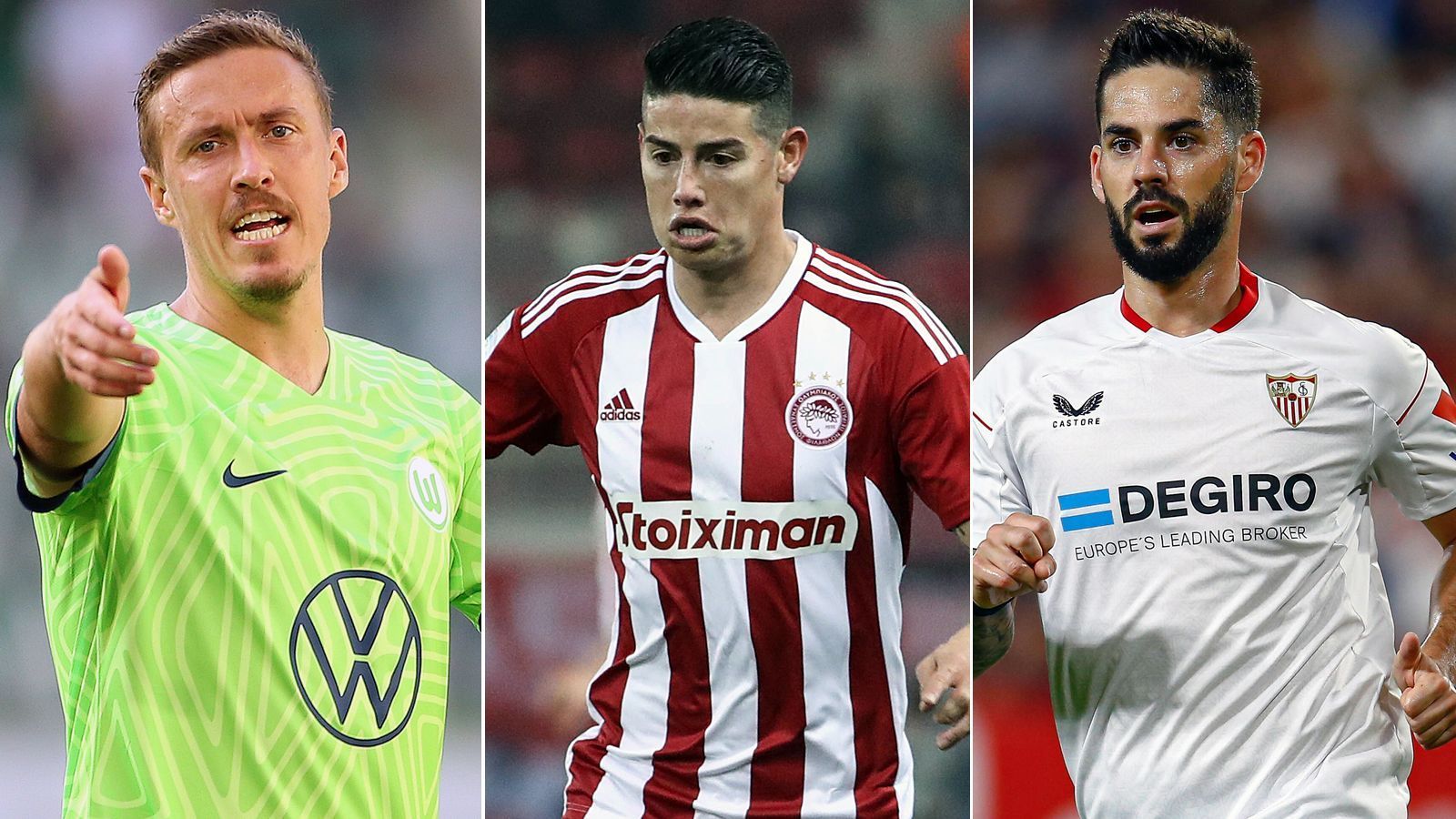 
                <strong>James Rodriguez, Isco und Co.: Vereinslose Stars auf Klubsuche</strong><br>
                Im April 2023 hat Ex-Bayern-Star James Rodriguez (Mi.) nach etwas mehr als einem halben Jahr seinen Vertrag bei Olympiakos Piräus schon wieder aufgelöst. ran zeigt weitere große Namen, die aktuell vereinslos sind. (Stand: 14. April 2023)
              