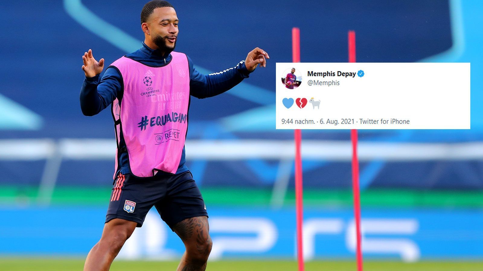 
                <strong>Memphis Depay</strong><br>
                Barca-Zugang Memphis Depay wird um gemeinsame Erfahrungen mit Messi als Teamkollege gebracht. Auf Twitter lässt er Emojis statt Worte sprechen. Mit Herzen in den Farben des Klubs, eines davon ist passenderweise zerbrochen. Dazu eine Ziege, auf Englisch "Goat" - die Buchstabenfolge, die auch als Abkürzung für "Greatest of All Time" herhält.
              