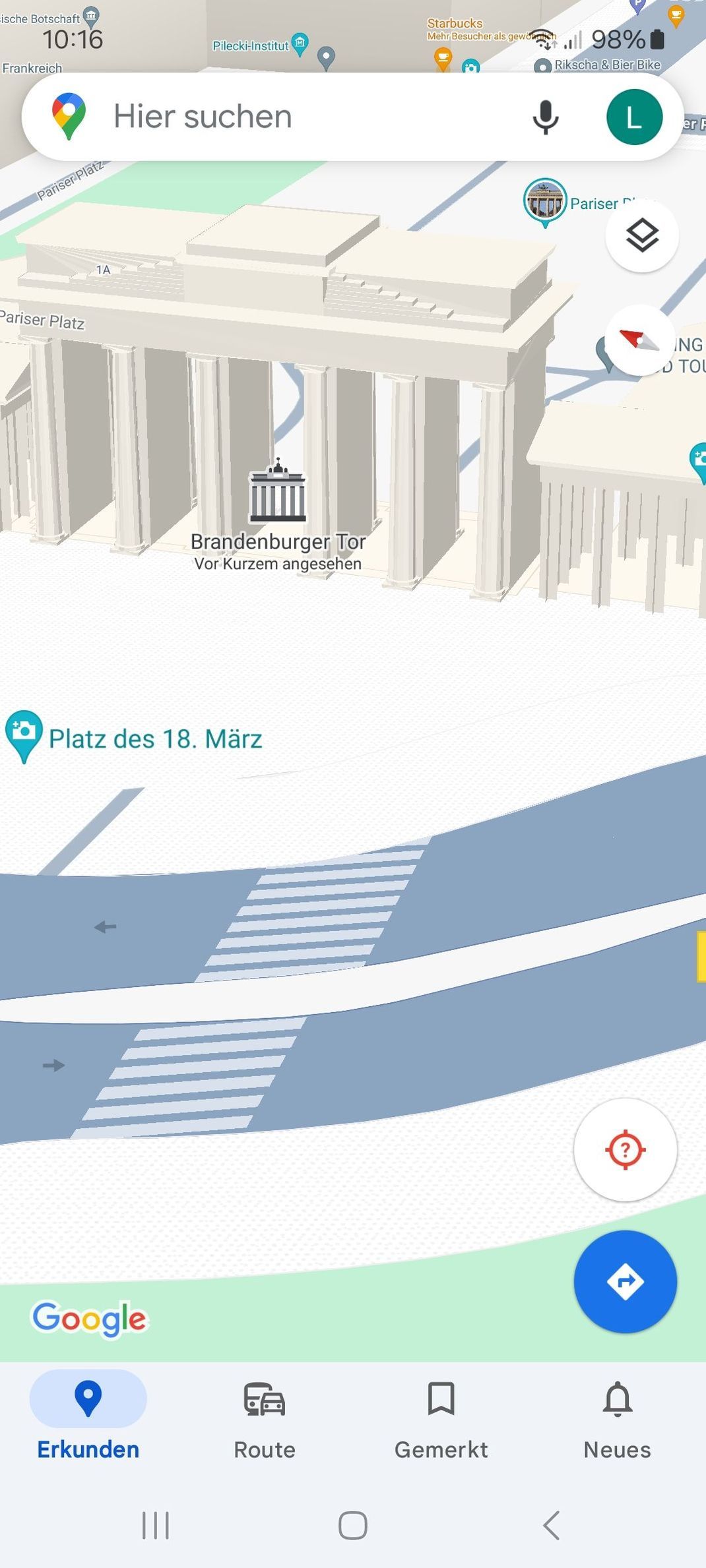 Das neue Update in Google Maps ermöglicht es dir Gebäude in 3D anzeigen zu lassen. Auch für die Navigation kannst du die Ansicht in 3D aktivieren.