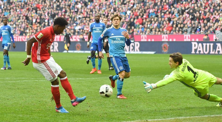 
                <strong>2017: FC Bayern - Hamburegr SV 8:0</strong><br>
                Die nächste Prügel für den HSV in München. Wieder ein 8:0, diesmal im Februar 2017. Rene Adler ist im HSV-Tor wieder auf verlorenem Posten. Robert Lewandowski trifft viermal, Joker Kingsley Coman doppelt sowie Arturo Vidal und David Alaba (Bild) einfach.
              