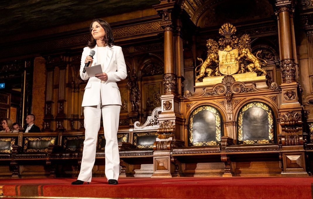 10. Januar 2025: Annalena Baerbock (Bündnis 90/Die Grünen), Bundesaußenministerin, beim Neujahrsempfang der Hamburger Grünen im Hamburger Rathaus