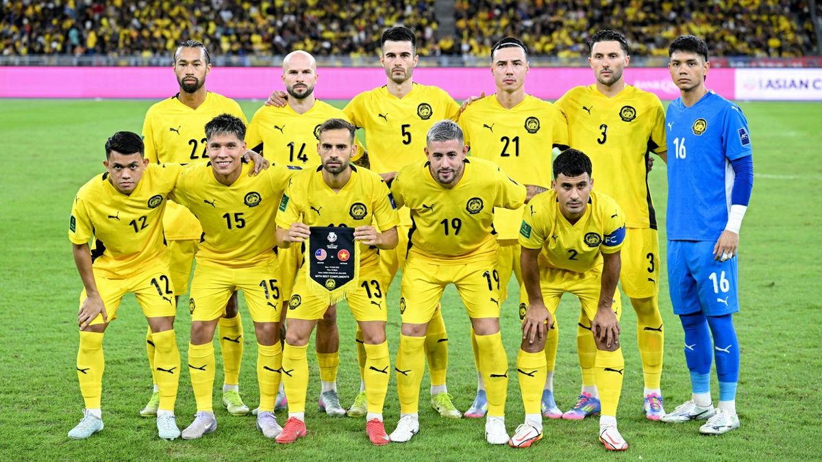 Malaysias Nationalmannschaft vor dem Spiel gegen Vietnam