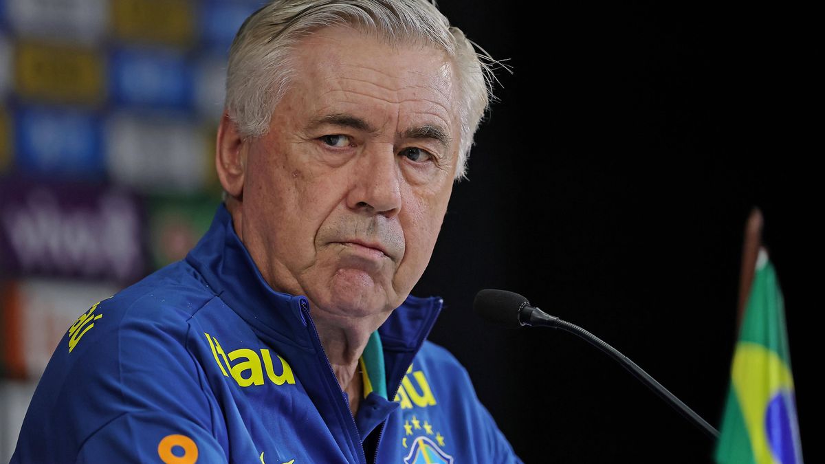 RECORD DATE NOT STATED 9th June 2025: Sao Paulo, Brazil: Carlo Ancelotti head coach of Brazil national team, Nationalteam speaks during press conference, PK, Pressekonferenz the team is preparing t...