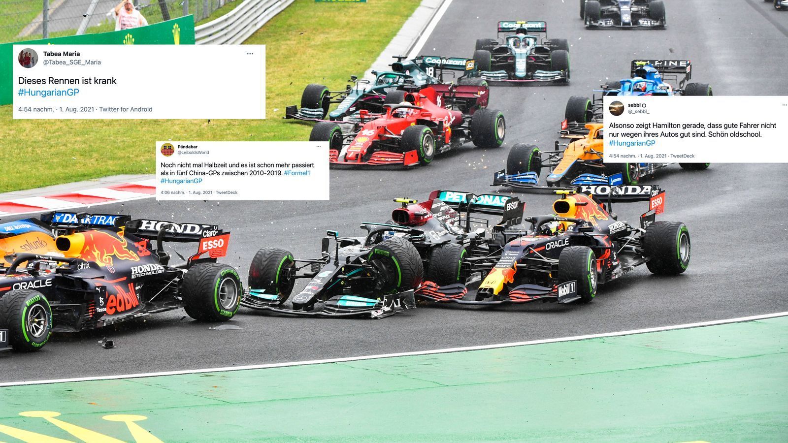 
                <strong>Netzreaktionen zum Formel-1-Rennen in Ungarn: "Das Rennen ist krank!"</strong><br>
                Was für ein Rennen! Chaos, Unfälle, ein überraschender Sieger und Sebastian Vettel auf dem Podium: Der elfte Saisonlauf in Ungarn hatte alles, was das F1-Herz begehrt. ran hat Netzreaktionen gesammelt.
              