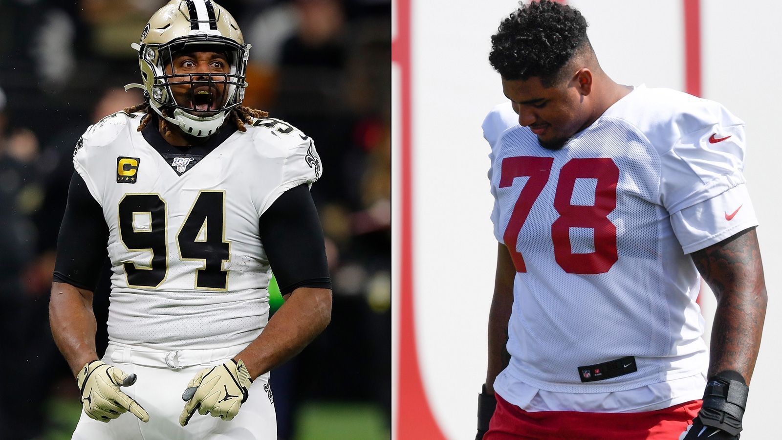 
                <strong>Bucs at Saints: Cameron Jordan vs. Tristan Wirfs/Aaron Stinnie</strong><br>
                Alex Cappa, der rechte Guard der Buccaneers fällt verletzt aus. Mit Aaron Stinnie wird ein Spieler übernehmen, der noch keine 30 Snaps in der NFL gespielt hat. Bei den Saints wird Defensive Ende Cameron Jordan (l.) über die linke Seite Jagd auf Tom Brady machen und Stinnie auf seine NFL-tauglichkeit prüfen. Tristan Wirfs (r.), Right Tackle der Bucs und Rookie, wird Stinnie unterstützen müssen, um den Quarterback zu schützen.
              