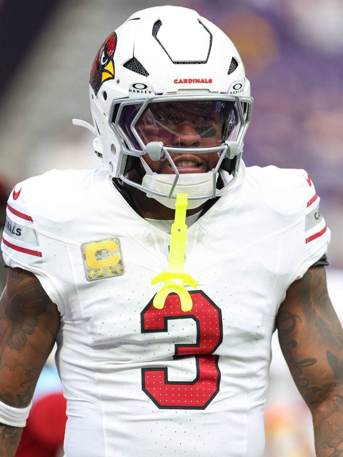 MINNEAPOLIS, MN - DECEMBER 01: Arizona Cardinals safety Budda Baker (3) looks on before the NFL, American Football Herren, USA game between the Arizona Cardinals and the Minnesota Vikings on Decemb...