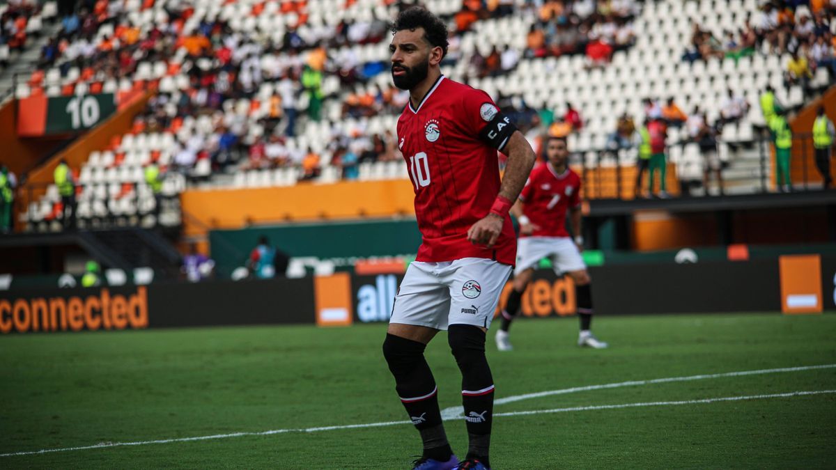 ABIDJAN, COTE D IVORE - JANUARY 14; Mohammed Salah of Egypt during the TotalEnergies Caf Africa Cup of Nations (Afcon 2023) match between Egypt and Mozambique at Stade Felix Houphouet-Boigny on Jan...