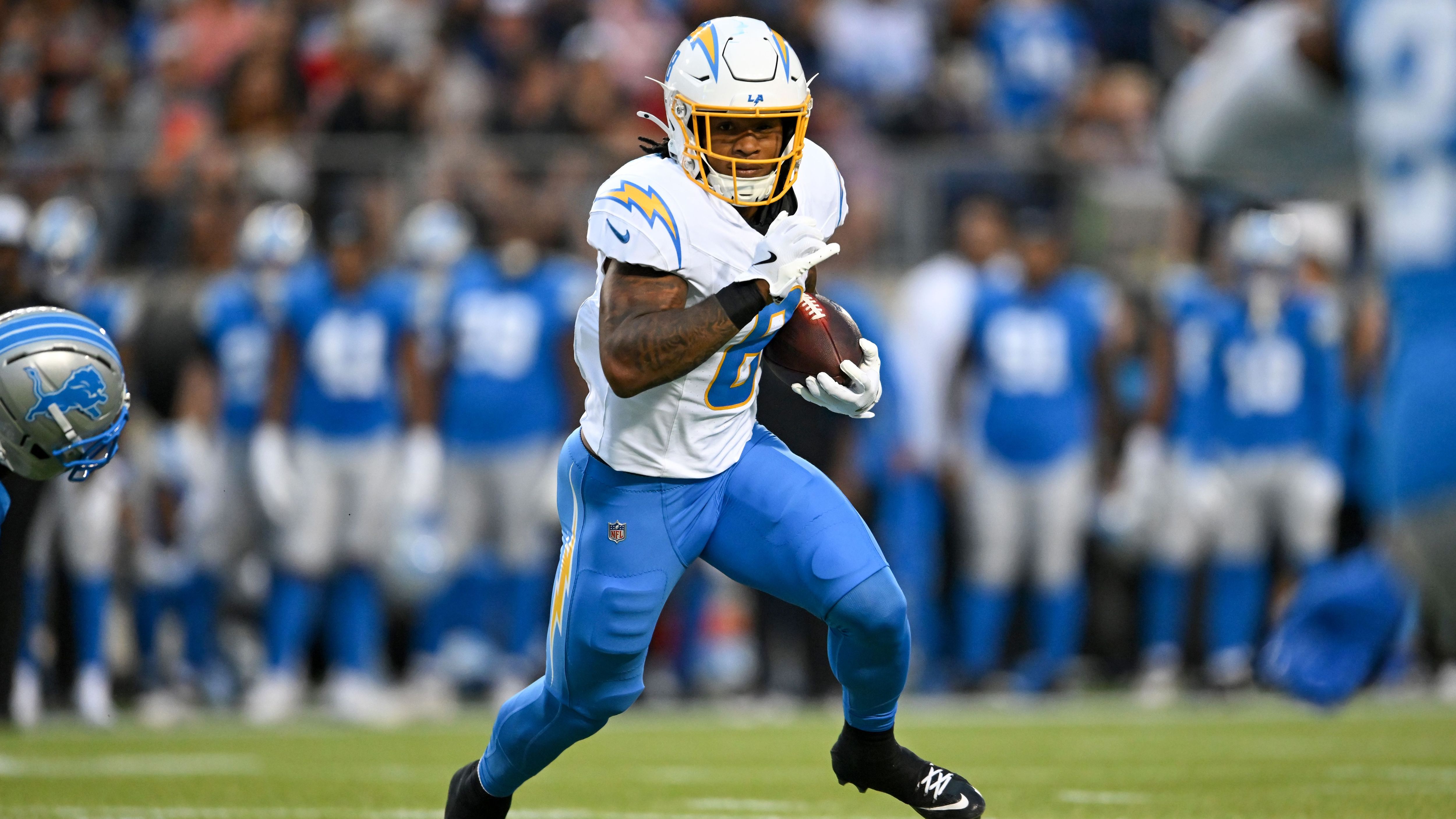 <strong>Platz 3: Omarion Hampton (RB, Los Angeles Chargers)</strong><br>Quote: +900 (bei einem Einsatz von 100 US-Dollar gewinnt man 900 US-Dollar)
