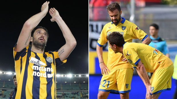 
                <strong>Serie A: Hellas Verona, Frosinone Calcio</strong><br>
                Serie A: Sechs Treffer von Luca Toni (li.) sind zu wenig, um Hellas Verona vor dem Abstieg zu bewahren. Für Aufsteiger Frosinone Calcio geht es ebenfalls runter in die "Serie B".
              