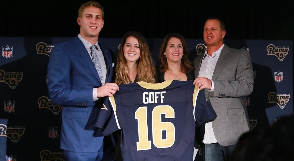 
                <strong>NFL-Draft 2016</strong><br>
                In der ersten Runde ausgewählte Quarterbacks:Pick 1 (Los Angeles Rams) - Jared Goff (Foto) - Pick 2 (Philadelphia Eagles) - Carson Wentz - Pick 26 (Denver Broncos) - Paxton Lynch
              