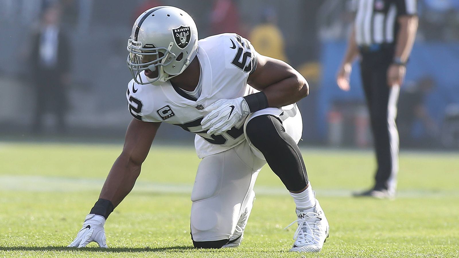 <strong>Las Vegas/Oakland Raiders (2014)</strong><br>Spieler: Khalil Mack (LB)<br>Jahr des Drafts: 2014<br>Jahr des ersten Awards: 2016<br>Award: Defensive Player of the Year