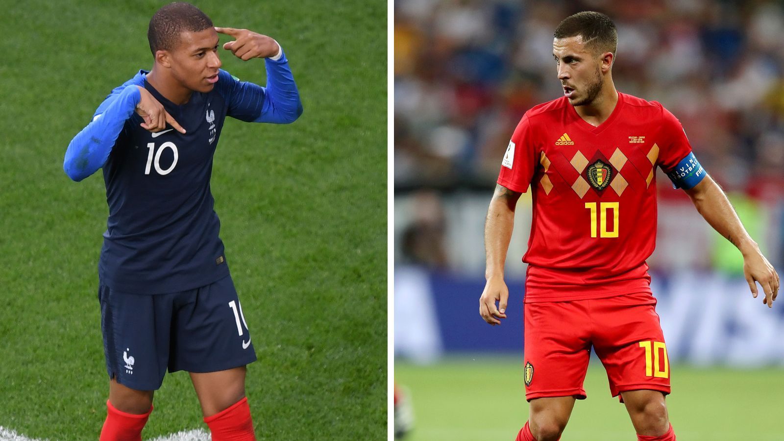 
                <strong>Kylian Mbappe vs. Eden Hazard </strong><br>
                Noch enger als bei Griezmann vs. De Bruyne geht es hier zu. Mbappe ist der schnellere, torgefährlichere Spieler. Aber er hat auch Phasen, in denen er abtauchen kann. Hazard hingegen ist in jede Offensivaktion eingebunden, ist auch in größter Bedrängnis noch ballsicher und kann im Eins-gegen-Eins jeden Gegner ausspielen. Beide haben eine unglaubliche Technik, aber Hazard ist der etwas komplettere Spieler. Punkt für Hazard
              