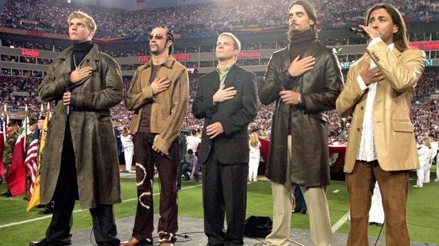 <strong>Backstreet Boys</strong><br>
                2001: Backstreet Boys beim Super Bowl zwischen den Baltimore Ravens und den New York Giants.