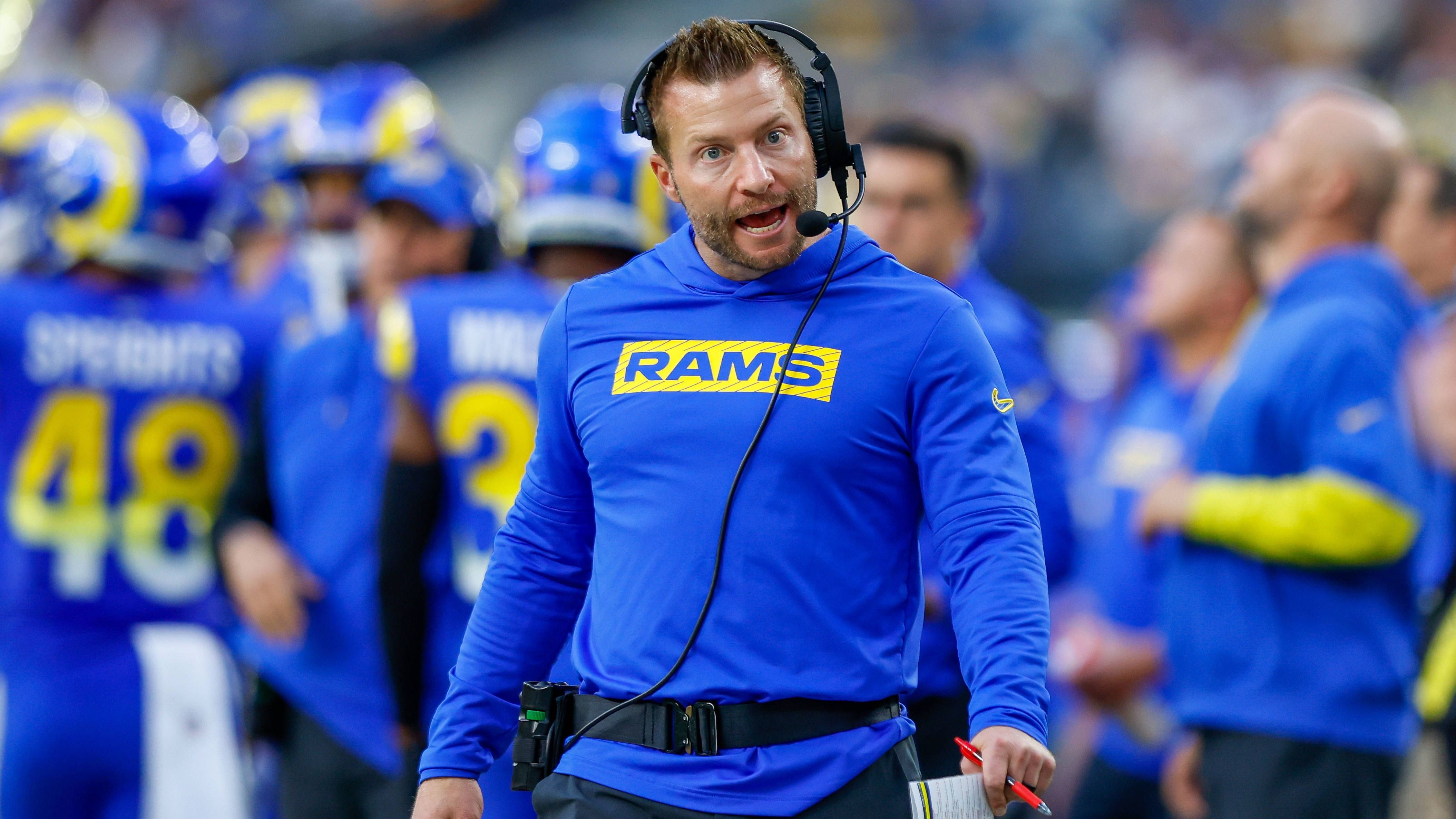 <strong>Los Angeles Rams</strong><br>• Head Coach: Sean McVay (im Bild) &nbsp;<br>• Offensive Coordinator: Mike LaFleur<br>• Defensive Coordinator: Chris Shula <br>• Special Teams Coordinator: Chase Blackburn<br>• General Manager: Les Snead