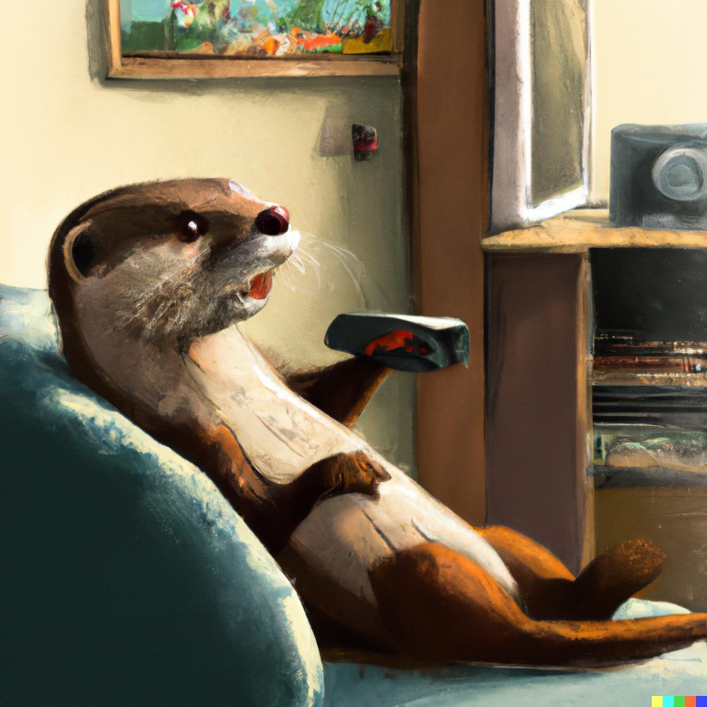 "Ein Otter schaut Fernsehen" von DALL-E.