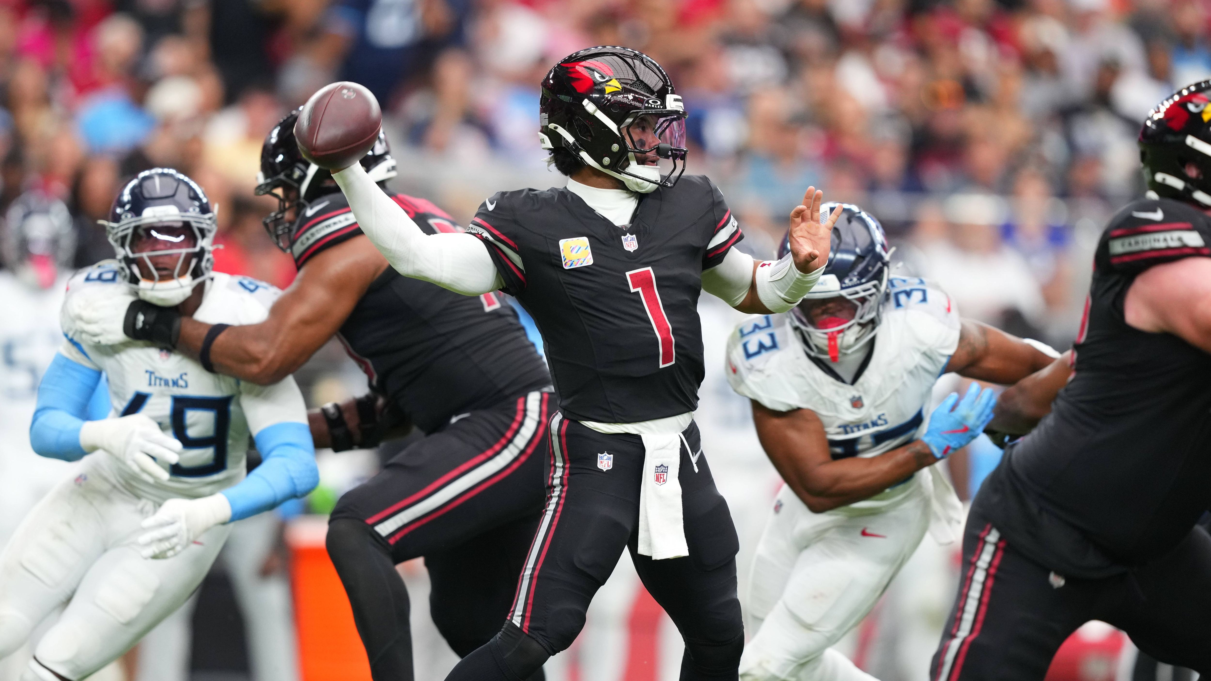 <strong>Platz 22: Kyler Murray (Arizona Cardinals)</strong><br>Nach seiner Verletzungspause ist Kyler Murray wieder da. Aber bereits zuvor war er angeschlagen und lieferte teilweise gruselige Leistungen. Zumindest war unter Backup Jacoby Brissett kein merklicher Abfall zu erkennen. Nach der Bye Week steht Murray unter Druck.