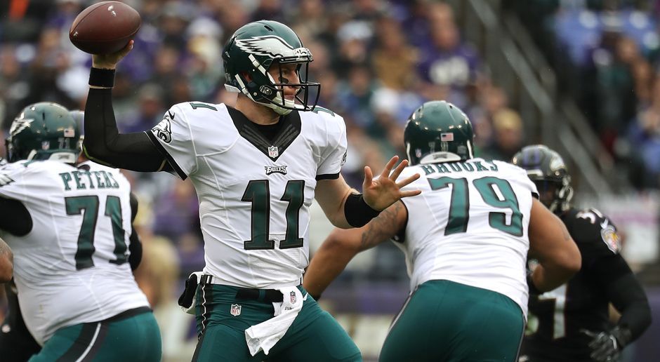 
                <strong>Philadelphia Eagles</strong><br>
                Carson Wentz (Quarterback, im Bild Nr. 11), Brandon Brooks (Guard, Nr. 79), Jason Kelce (Center), Malcolm Jenkins (Strong Safety)
              