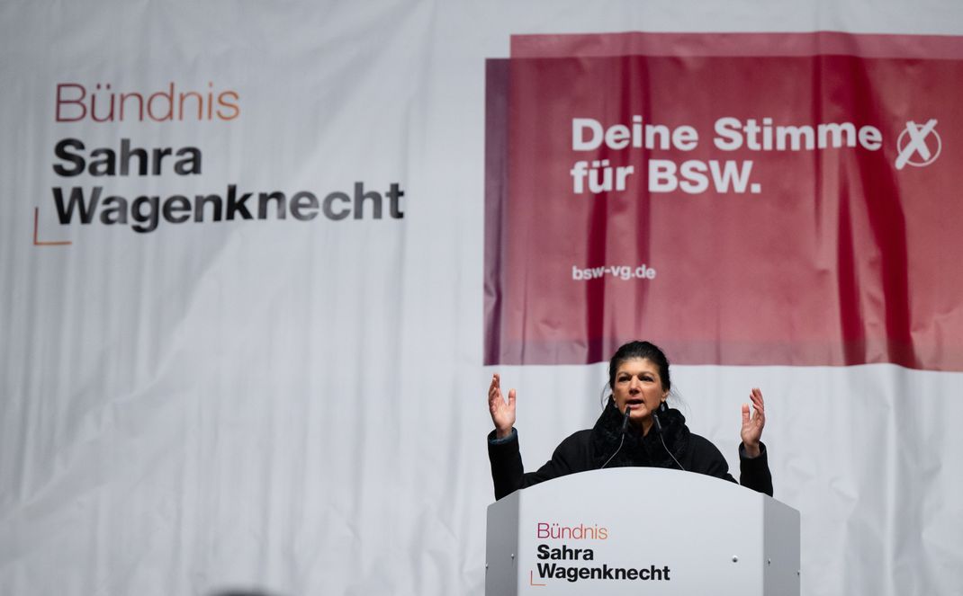 Sahra Wagenknecht ist – hier in München – auf BSW-Wahlkampftour.