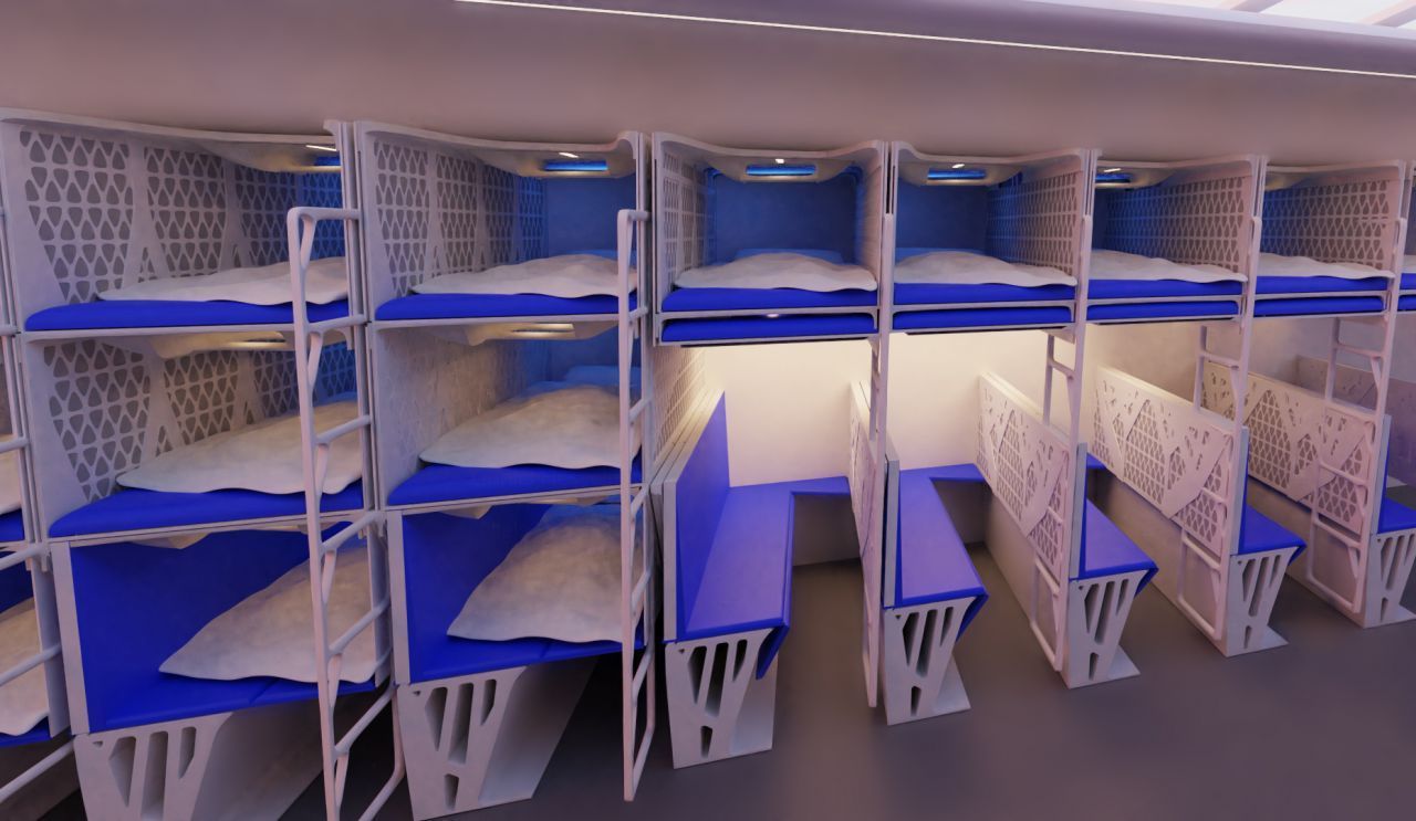 Die Delft University of Technology hat ein System für Falt-Betten entwickelt. Ganz praktisch: Sie können schnell zu Sitzbänken umgeklappt werden.