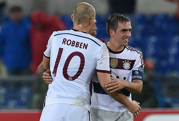 
                <strong>Arjen Robben (30/Niederlande) und Philipp Lahm (30/Deutschland/FC Bayern)</strong><br>
                Die beiden Bayern-Profis gehören seit Jahren zu den Säulen des Rekordmeisters. Auch bei der WM überzeugten sie uneingeschränkt.
              