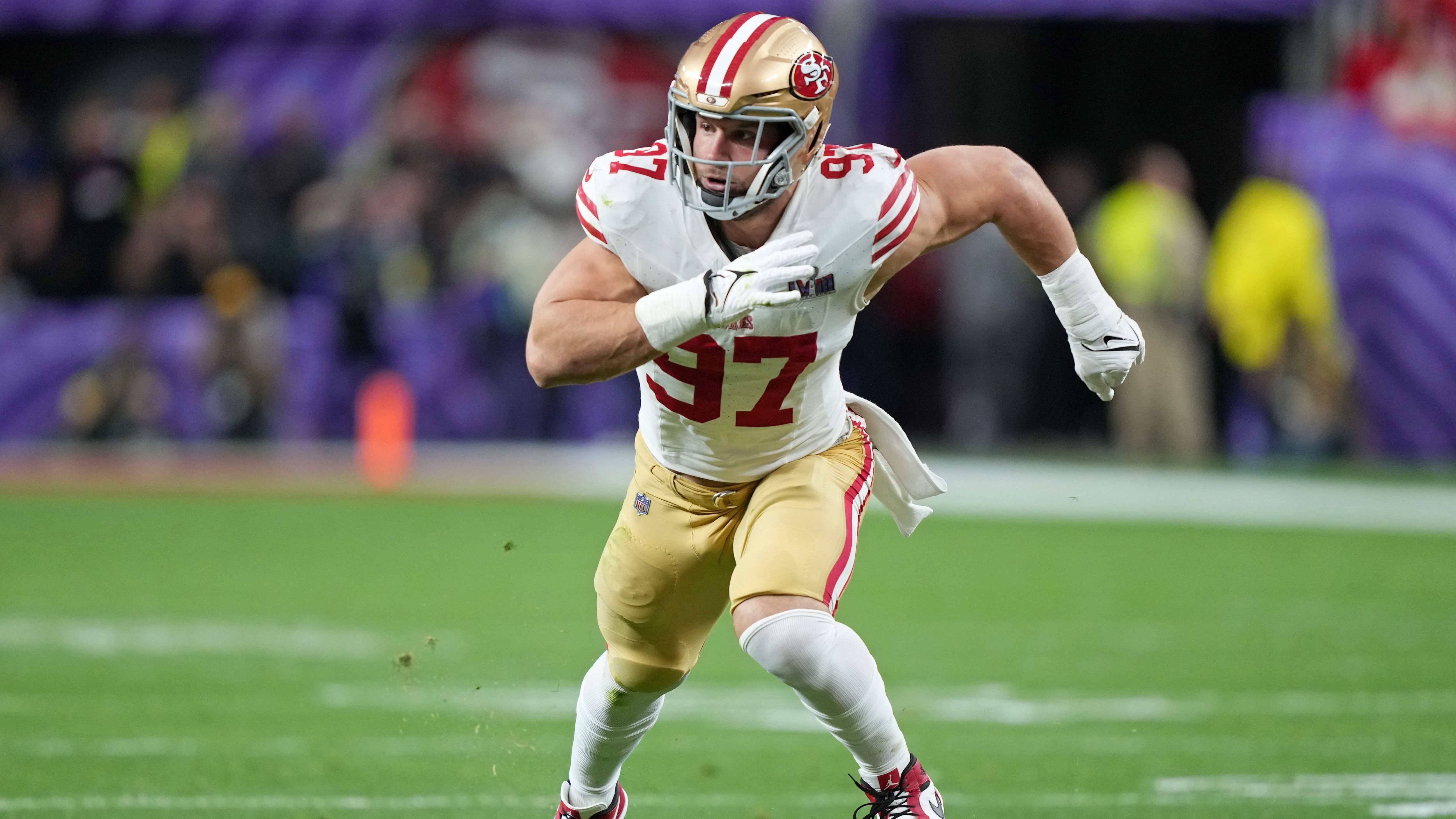 <strong>Platz 57: Nick Bosa (San Francisco 49ers)</strong><br>Position: Defensive End<br>Platzierung letzte Saison: 27