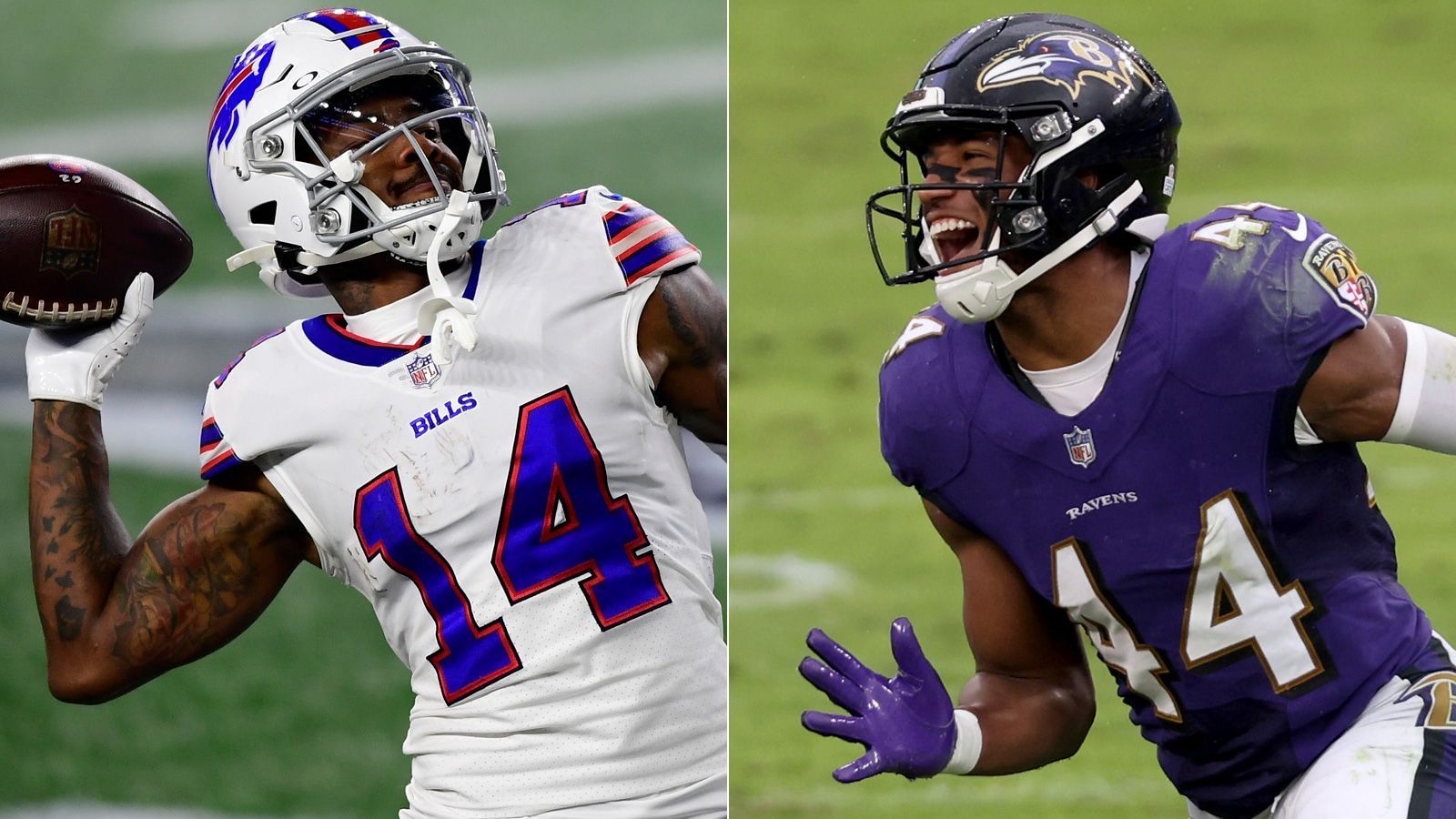 
                <strong>Ravens at Bills: Stefon Diggs vs. Marlon Humphrey</strong><br>
                Das Lieblingsziel von Josh Allen ist Stephon Diggs, der sowohl die meisten Receptions (127) wie auch Receiving Yards (1535) vorweisen kann. Sein Schattenmann dürfte Ravens-Cornerback Marlon Humphrey sein, der sich zuletzt beim Wild Card Game gegen die Tennessee Titans mit der Verteidigung von A.J. Brown schwertat. Gegen Diggs braucht Humphrey einen perfekten Tag, vermutlich werden die Ravens den Star-Receiver auch immer wieder doppeln lassen.
              