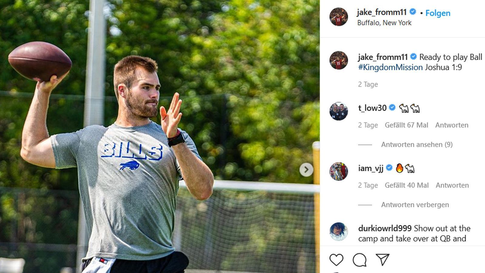 
                <strong>Jake Fromm (Buffalo Bills)</strong><br>
                In der fünften Runde, an Position 167, pickten die Buffalo Bills den 21 Jahre alten Quarterback. Im Juni musste sich Fromm öffentlich entschuldigen, weil bei Twitter ein Screenshot einer Textnachricht aufgetaucht war, in der der Quarterback einen Text zu Waffen mit "macht sie so teuer, dass nur noch weiße Elite Typen sie bekommen können, haha", kommentiert hatte. Im Camp hat er nochmals betont, dass dies nicht sein Herz zeige. "Ich möchte es wieder gutmachen und wirklich besser werden, damit ich ihr Vertrauen verdienen und diesem Team wirklich etwas bringen kann", sagte er. Er muss sich das Vertrauen seiner Teamkollegen wieder erarbeiten, wurde aber gut behandelt, versicherte er. Trotzdem könnte er hinter Josh Allen und Matt Barkley nur Quarterback Nummer drei sein. Seinen Rookie-Vertrag hatte Fromm bereits im Mai unterschrieben, seinen Platz im 53-Mann-Kader hat er aber nicht sicher.
              