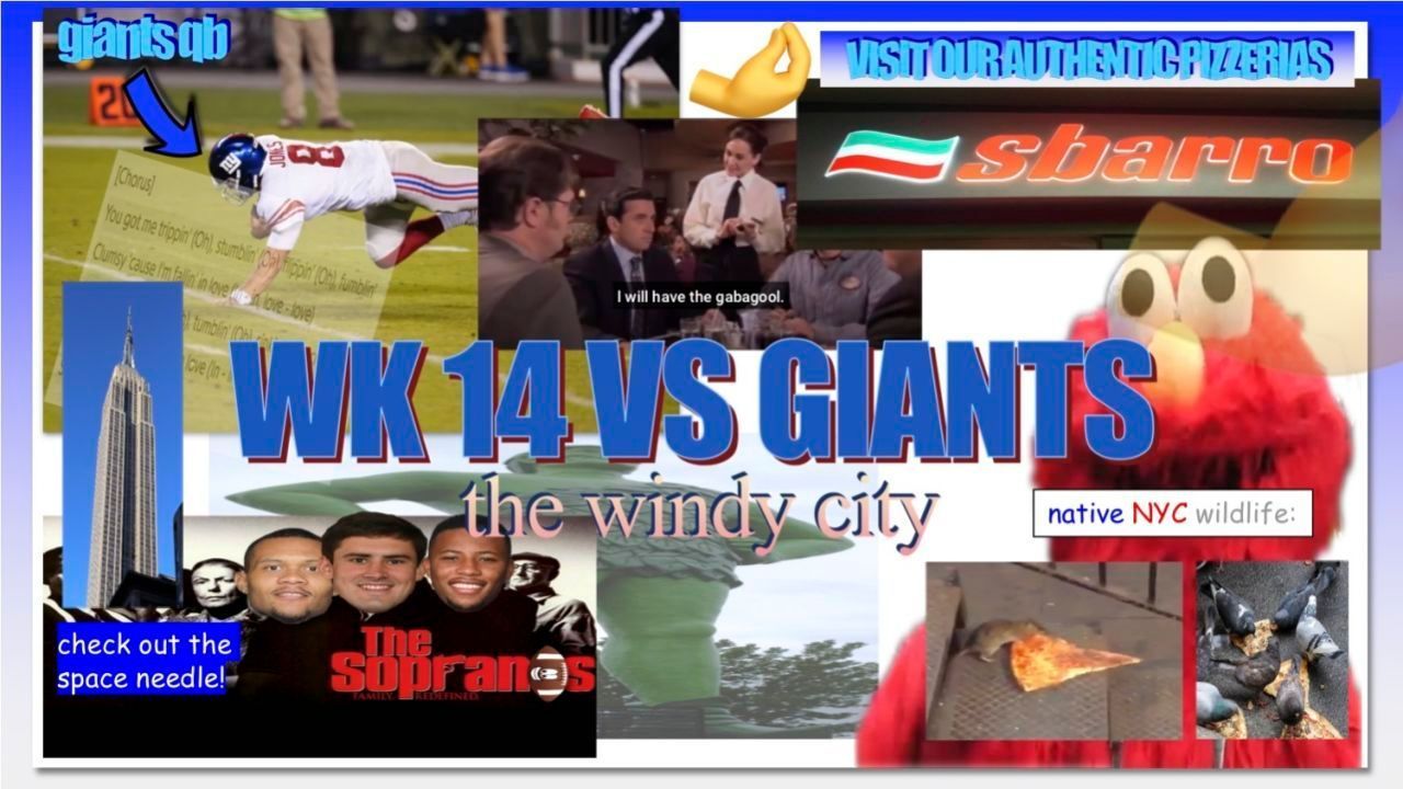 
                <strong>Week 14: vs. New York Giants</strong><br>
                Spott über Giants-Quarterback Daniel Jones und ein Einblick in die Tierwelt von New York, besser kann man die Giants nicht vorstellen.
              