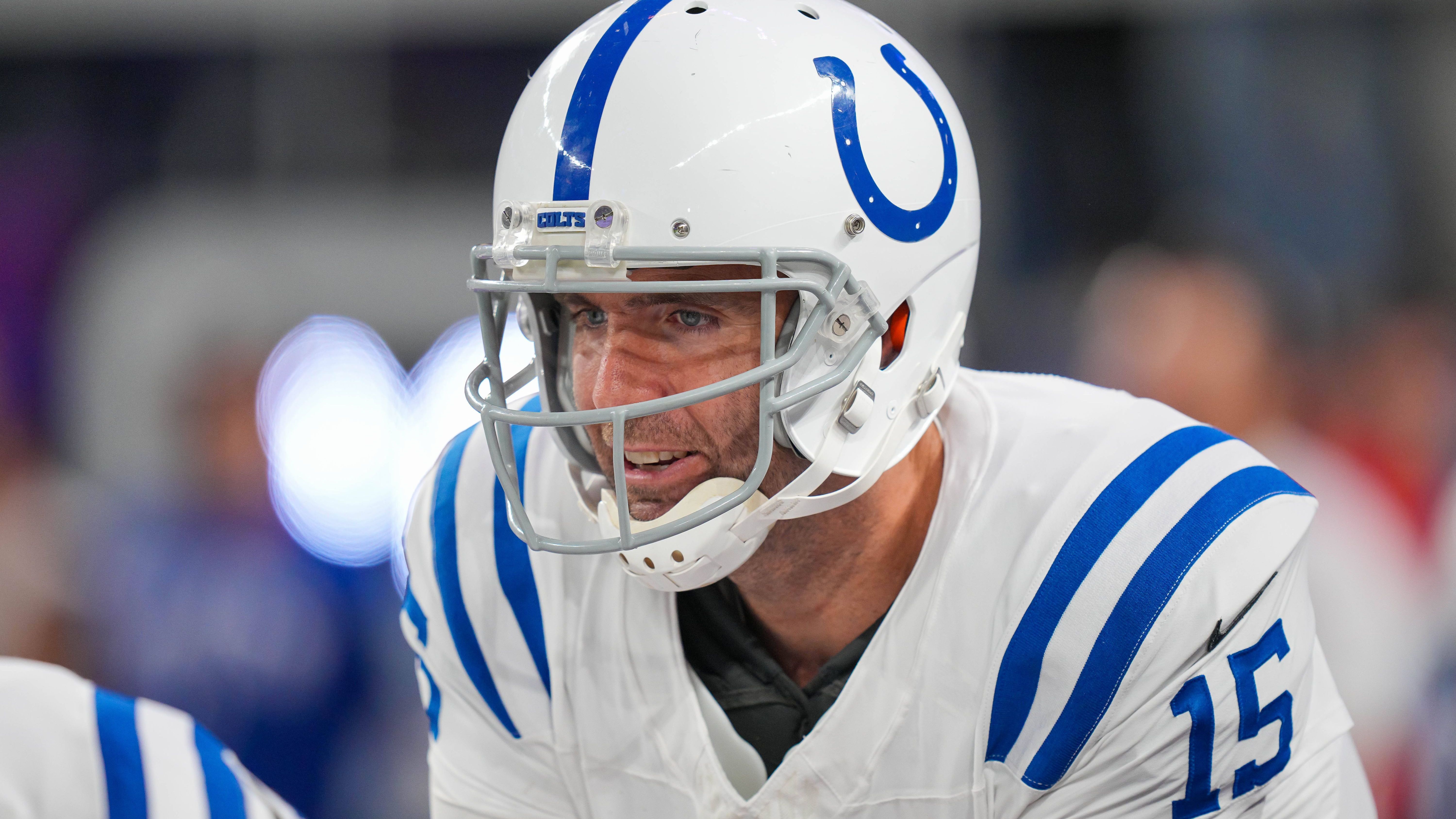 <strong>Platz 24: Joe Flacco (Indianapolis Colts)</strong><br>"Bis auf Weiteres" soll Joe Flacco die Colts anführen, seine Leistung gegen die Vikings lieferte aber nur wenige Gründe, warum er weiter den Vorzug vor Anthony Richardson erhalten sollte. Offene Receiver verfehlt, dazu eine bittere Interception - das sah zuvor schonmal besser aus beim Routinier. Kann er sich gegen die Bills wieder steigern?