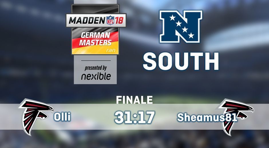 
                <strong>NFC South-Gewinner</strong><br>
                Nach seiner Niederlage im ersten Cup ging Oliver "Olli" Gebhart im Finale zweier Falcons-Spieler mit 31:17 als Sieger vom Platz. 
              